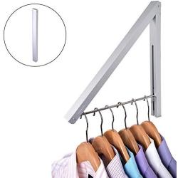 Stock Your Home Retractable Clothes Rack - Wall Mounted Folding Clothes Hanger Drying Rack for Laundry Room Closet Storage Organization, Aluminum, Easy Installation, 1 Pack (Silver)