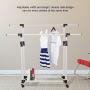 GaGa Portable Adjustable Garment Clothes Double Rail Rack Rolling Hanger Organizer Heavy Duty with Wheels
