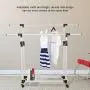GaGa Portable Adjustable Garment Clothes Double Rail Rack Rolling Hanger Organizer Heavy Duty with Wheels