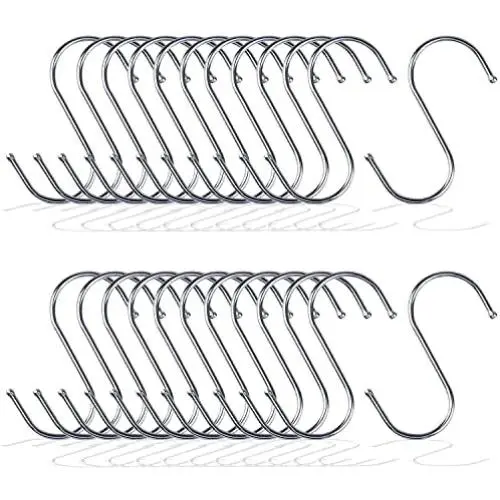 S Shaped Hooks, Metown, Heavy Duty Stainless Steel S Hooks, Hangers Hanging Hooks for Hanging Pots and Pans,Towels,Clothes,Plants in Home Kitchen Bathroom Bedroom Garden Work Shop (3.54in, 24) S Shaped Hooks, Metown, Heavy Duty Stainless Steel S Hooks, Hangers Hanging Hooks for Hanging Pots and Pans,Towels,Clothes,Plants in Home Kitchen Bathroom Bedroom Garden Work Shop (3.54in, 24)
