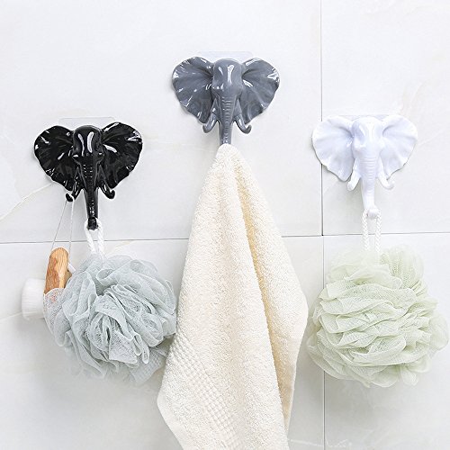 Wall Hook,Self Adhesive Wall Door Hook -hanger Bag Keys Sticky Holder -Removable Kitchen Bathroom Wall Rack -Towel Rack Without Screw and trackless -Shaver Hook Hanger Stand (Gray)