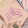 SONGMICS 20-Pack Solid Wood Hangers, Coat Hangers with Shoulder Notches, Trousers Bar, 360° Swivel Hook, Non-Slip for Jackets, Shirts, Dresses, Pink UCRW02PK