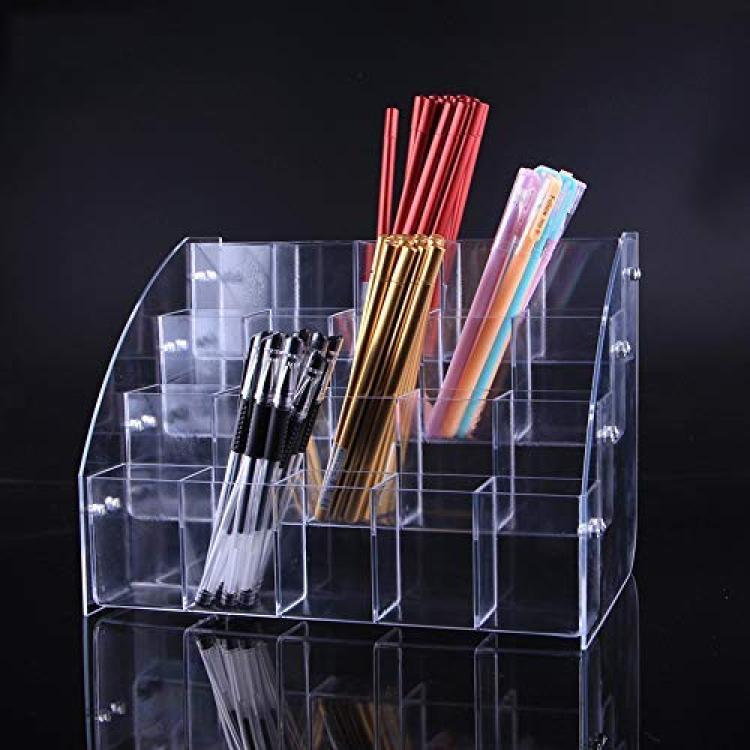 Clear Acrylic Pen Holder Stationery Store Storage Brush Case Clear Display  Stand Desktop Writing Pot Writing