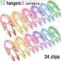 YOUOWO Travel Hangers with Clips Portable Folding Clothes Hangers 12 pcs with 24 pcs Hanger Clips for Scarves Suits Trousers Pants Shirts Socks Underwear Travel Home Foldable Clothes Drying Rack