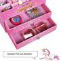 SONGMICS Large Ballerina Musical Jewelry Box, Unicorn for Little Girls, Music Storage Boxes with 2 Pullout Drawers UJMC007PK