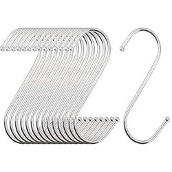 LOYMR 30 Pack 2.7 inches S Shape Hooks Heavy-Duty Metal Hanging Hooks Apply Kitchenware Bathroom Towels Utensils Plants Storage Room Gardening Multiple uses Tools(Silver)