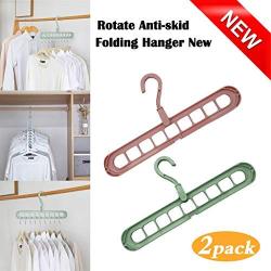 Miklan 9 Hole Towel Hook Closet Organizer, Closet Clothes Hangers Space Saving Hangers Multi-Function Plastic Cascading Hanger for Wardrobe Dorm Apartment, 2Pcs