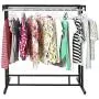MyGift Stainless Steel Double Rod Hangrail Department Store Style Clothes/Garment Floor Display Rack
