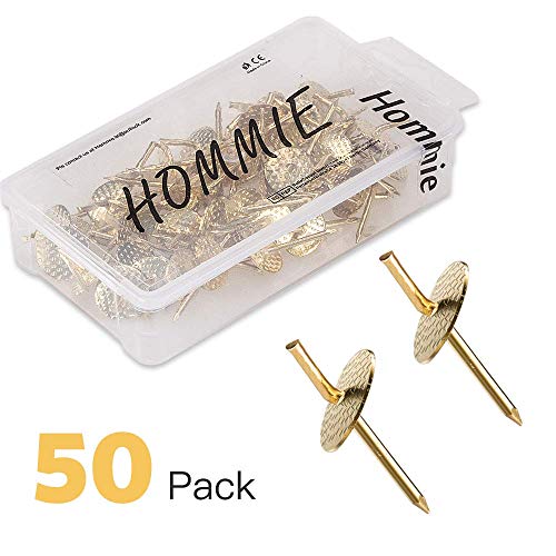 Hommie 50pcs Assorted One Step Hangers Iron Alloy Nail Hooks 20lbs Photo Picture Frame Hangers Professional Plaster Picture Hanging Kit on Wooden/Drywall Hanging Hardware for Clock,Mirror,Jewelry