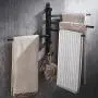 MDtool Wall Mounted Swing Out Towel Bar Oil Rubbed Bronze Bath Towel Rack 4 Arm Bathroom Swivel Towel Hanger Folding Bathrobe Storage Organizer Space-Saving Bath Towel Holder with Hooks & Screws