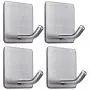 FOTYRIG Adhesive Hooks Heavy Duty Stick on Hooks Wall Hangers Waterproof Stainless Steel Towel Hanger Holder Sticky Hooks for Hanging Bathroom Kitchen Home-4 Packs