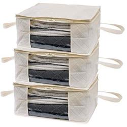 Woffit Foldable Storage Bag Organizers, Large Clear Window & Carry Handles, Great for Clothes, Blankets, Towels, Winter & Summer Clothing, Closets, Bedrooms, Under Bed & More (Large)