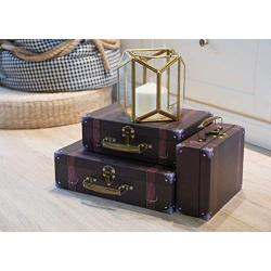 SLPR Paperboard Suitcases (Set of 3, Brown Suitcase) | Brown Boxes with Straps for Birthday Parties Wedding Decoration Displays Crafts Photo Shoots