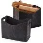 EZOWare 2 Pack Extra Large Collapsible Felt Storage Basket, Thick Felt Fabric Foldable Bin Cube Organizer Set with Handles for Kids Playroom Toys Bedroom Firewood Laundry Home Office - Dark Gray