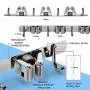 Goowin Broom Holder Wall Mount, Stainless Steel Mop Holder Heavy Duty Organizer Hanger with 3 Racks 4 Hooks for Laundry Room, Office, Garden, Garage Tools Storage, Adhesive or Screws Drili Intall