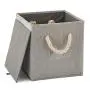 Set of 4 EZOWare Foldable Bamboo Fabric Storage Bin with Cotton Rope Handle, Collapsible Resistant Basket Boxes Organizer for Shelves, Closet, and More ? (10.5x11x10.5 inch) (Gray/Gray)