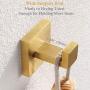 Bath Towel Hook, Aomasi SUS304 Stainless Steel Square Robe Hook Utility Coat Clothes Hanger for Bathroom Kitchen Home Storage Wall Mount, Brushed Gold
