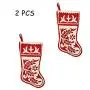 Christmas Stocking Xmas Ornament Floral Printed Holiday D?cor Tree Hanger for Decorating Christmas Tree Decoration Silverware Holder Pockets