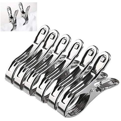 RuiLing 12pcs Giant Clothes Peg Stainless Steel Beach Towel Clips Windproof Clothespins Drying Racks Retaining Clip Hanger 8.5cm + 12cm RuiLing 12pcs Giant Clothes Peg Stainless Steel Beach Towel Clips Windproof Clothespins Drying Racks Retaining Clip Hanger 8.5cm + 12cm