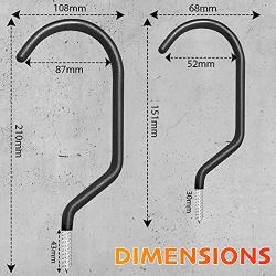 SAZ HOME Bike Hooks for Garage 8 Pack (2 Extra Large Hooks, 6 Standard) - Ceiling Hook, Garage Hooks Heavy Duty, Bike Hooks for Ceiling & Bicycle Hooks, Screw Hooks to Organize Tools & Ladder