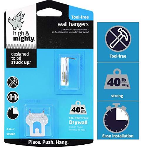 HIGH & MIGHTY 515302 2 Piece Picture Hanger, 40 lb, Silver