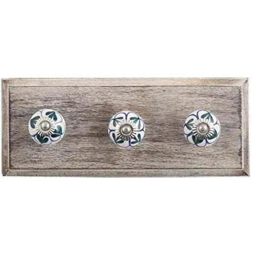 Indianshelf Handmade 1 Artistic Vintage Green Wooden Shamrock Key Hooks Hangers/Clothes Hooks for Doors Indianshelf Handmade 1 Artistic Vintage Green Wooden Shamrock Key Hooks Hangers/Clothes Hooks for Doors
