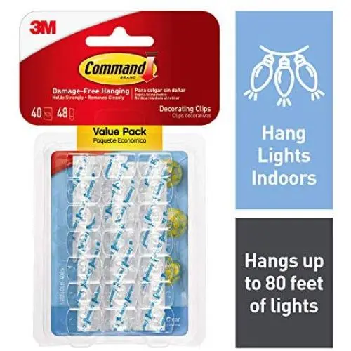 Command 4-packages of Mini Light Clips, Indoor Use, Clear, 160 clips total (17026CLR-40ES)