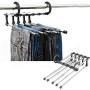 KIPB 5 in 1 Multifunctional Stainless Steel Tie Belt Pants Clothes Hanger Folding Space Saving Closet Organizer Storage Rack