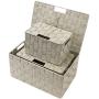 Sorbus Storage Boxes Woven Basket Bin Container Tote Cube Organizer Set Stackable Storage Basket Woven Strap Shelf Organizer Built-in Carry Handles (Beige)