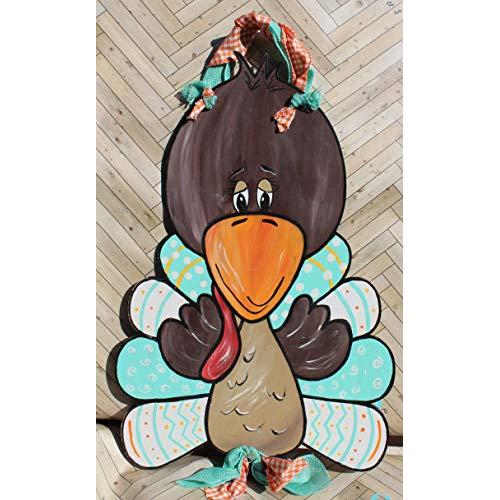 Too Cute Turkey Wooden Door Hanger Sign Decor
