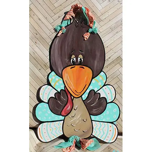 Too Cute Turkey Wooden Door Hanger Sign Decor Too Cute Turkey Wooden Door Hanger Sign Decor