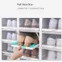 SXYLOB Plastic Pull Shoe Storage Boxes Clear Stackable Shoes Boxes Cabinet Organizer Flip Drawer Large Size for (Man 3 pcs)