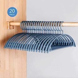 PeiQiH 20 Pack Shirt Clothes Hangers, Home No-Trace Multifunctional Durable and Slim Space Saving Heavy Duty Plastic Coats Adult Standard Hangers-Blue 40.8x19.5cm