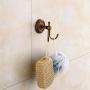 Kelelife Robe Hook Antique Brass Double Towel Hook, Wall Mounted Coat Clothes Hanger with Braiding Carvings for Wardrobe Bathroom Bedroom, Vintage Style