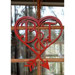 Valentine Door Hanger with Monogram, Metal Monogram Letter