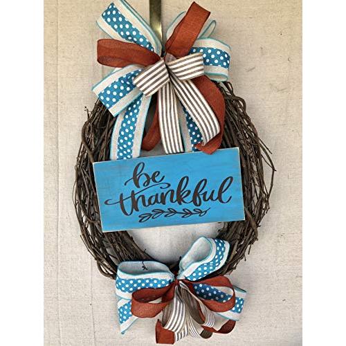 Rustic Thankful Fall Wreath | Rustic Farmhouse Everyday Decor | Welcome Door Hanger | Grapevine Wreath | Burlap Bowtique
