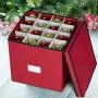 ProPik Holiday Ornament Storage Boxes Chest, 4 Tier Holds Up to 64 Ornaments Balls, with Dividers Made with Durable 600D Oxford Material (Red)