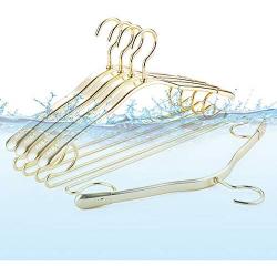 Standard Clothing Hangers Luxurious Non Slip Heavy Duty Seamless Wide ShoulderSuit Hanger Space Saving Clothes Drying Clothes Stainless Steel Hangers Cloth Hanger Sliver Gold Hangers 10 Pack For Skirt