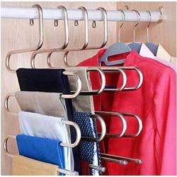 5 Layers S Shape Multifunctional Clothes Hangers 5pcs Pants Storage Hangers Cloth Rack Multilayer Storage Cloth Hanger