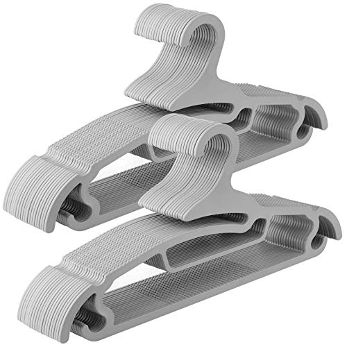 SONGMICS Plastic Hangers, Set of 50, Space-Saving Clothes Hangers, Non-Slip, for Jackets, Shirts, Dresses, Scarves, Gray UCRP42G50 SONGMICS Plastic Hangers, Set of 50, Space-Saving Clothes Hangers, Non-Slip, for Jackets, Shirts, Dresses, Scarves, Gray UCRP42G50