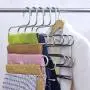 Vidgoo Pants Hangers 6 Pack S-Shaped Non Slip Updated Hangers 5 Layers Closet Space Saver for Jeans Scarf Tie Clothes(6-Pack)