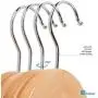 Zober Solid Wood Suit Hangers - 20 Pack - with Non Slip Bar and Precisely Cut Notches - 360 Degree Swivel Chrome Hook - Natural Finish Super Sturdy and Durable Wooden Hangers