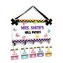 School Rooms Hall Passes with Hanger, Colorful Butterflies with Chevron