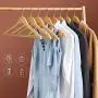 Second Sunny Clothes Hangers Natural Wooden Wood Clothes Coat Hangers with Round Trouser Bar and Shoulder Notches, Pack of 50 Grade A