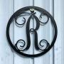 Round Metal Monogram Letter Door Hanger