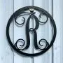 Round Metal Monogram Letter Door Hanger