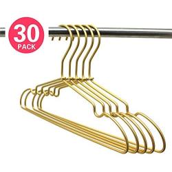 KOOBAY Koobay30ps 12" Matt Gold Aluminium Coat Hanger Children Top Girls Hanger/Boys Hanger Clothes Hangers for Closet Organization W Notches Satin Matt