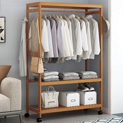 LF Floor-Standing Coat Rack,Bedroom Simple Hangers Solid Wood Assembly Rack Mobile Hangers Clothes Stand 80CM (Size : 99cm)