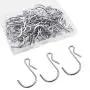 ESFUN 50 Pack Polished Metal Steel Clip Type Small Hanging Hooks Wire S Hooks Connector Hangers with Storage Box, Holds up to 10 lbs ESFUN 50 Pack Polished Metal Steel Clip Type Small Hanging Hooks Wire S Hooks Connector Hangers with Storage Box, Holds up to 10 lbs