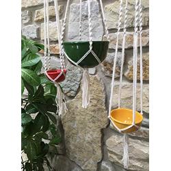 Set of 3 mini trio rasta cotton macrame terrarium plant hangers